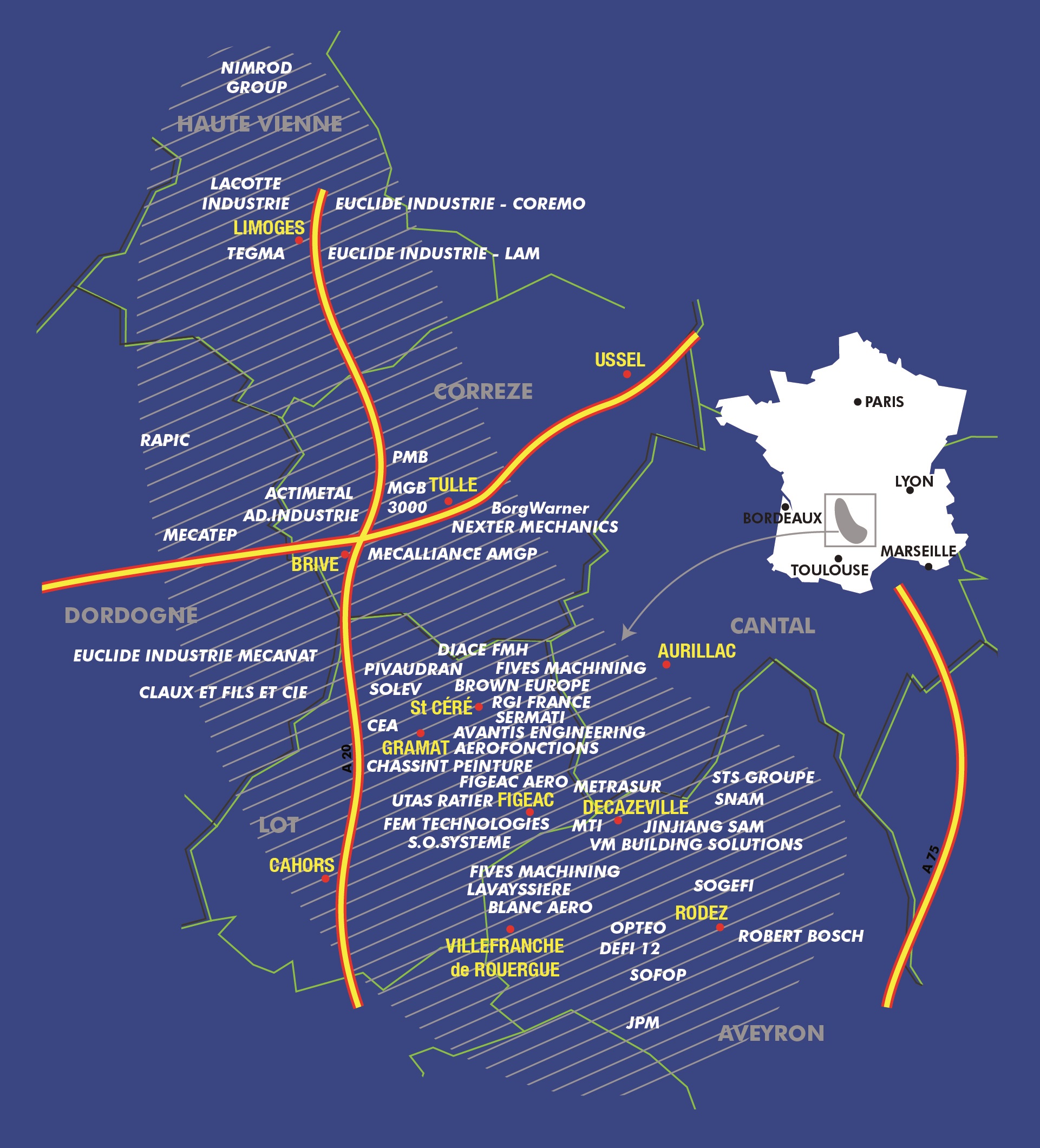 Implantation géographique de Mecanic Vallée Implantation géographique de Mecanic Vallée