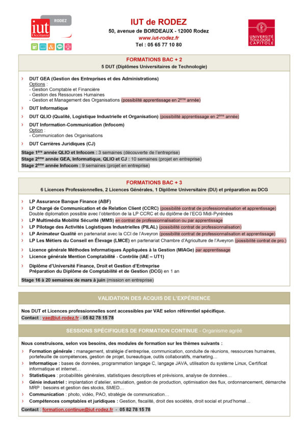 Présentation IUT de Rodez - 2019