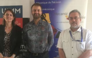 Les organisateurs des rencontres : de gauche à droite, Delphine L'Hostis (Secrétaire générale UIMM Limousin), Mickaël Grellety (vice-président Mecanic Vallée) et Hervé Danton (Délégué Mecanic Vallée).