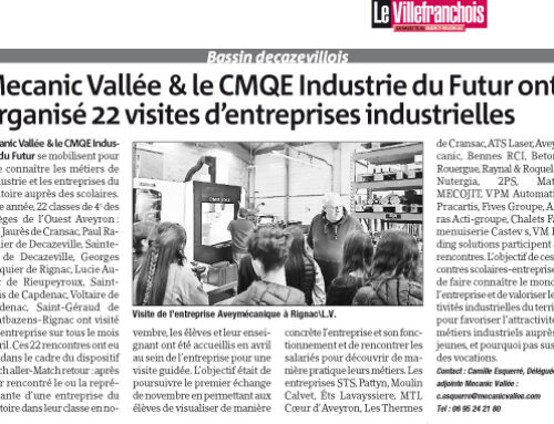 Mecanic Vallée et le CMQE Industrie du Futur ont organisé 22 visites d’entreprises industrielles